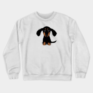 Cute Dachshund Puppy | Black and Tan Longhaired Wiener Dog Crewneck Sweatshirt